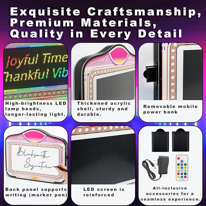LED Screen Letter Bottle Presenter, VIP Bottle Service Sign, Handheld Acrylic LED Light Box with Programmable RGB Colors & Scrolling Messages for Nightclub, Bar, Party, Birthday & Wedding