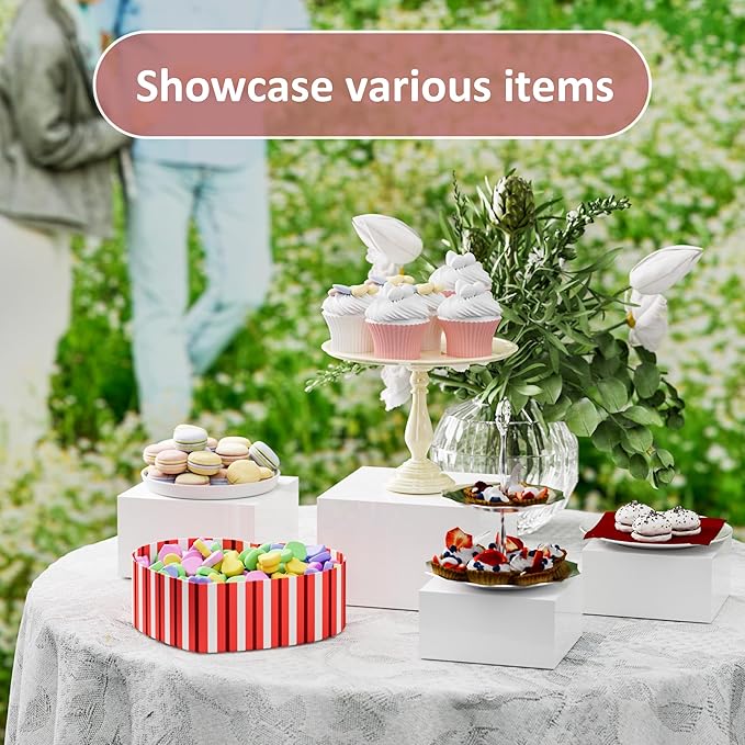 Acrylic Dessert Stand,Buffet Risers, Food Risers, Multi-Purpose Cake Stand for Parties, Weddings, Birthdays, Catering, Jewelry, Collectibles (White, 8"x9"x10")