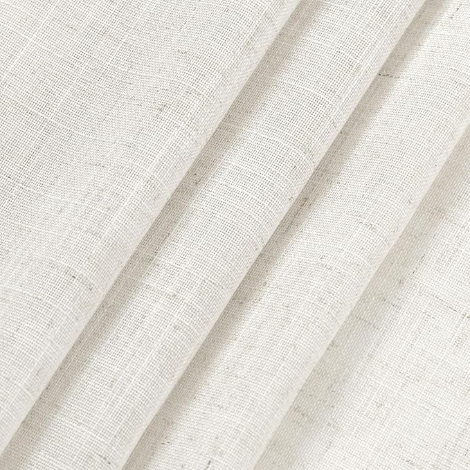 Beige White Linen Curtains 100 Inch Long for Bedroom Back Tab Filters Light Ensures Privacy Transparent Beige White Curtains Modern Farmhouse Coastal Decor Living Room Cotton Textured