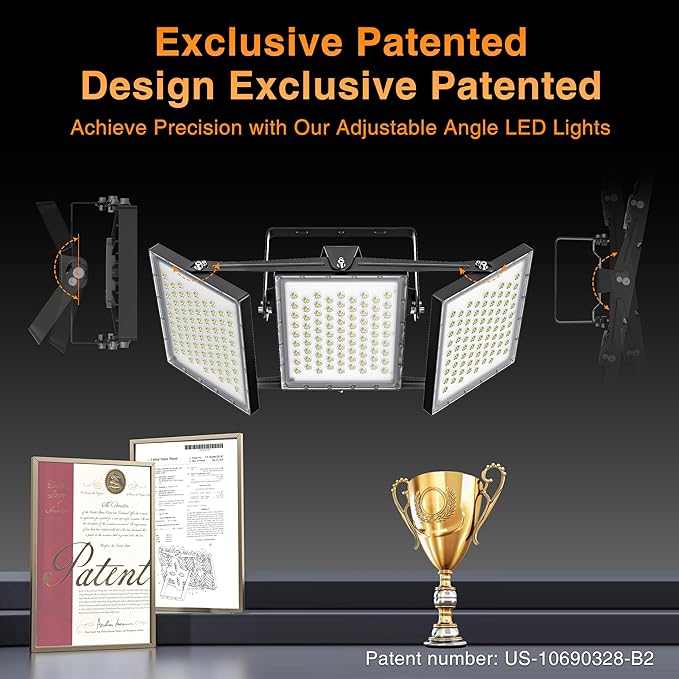 2025 Elite New Upgraded LED Flood Light Outdoor 450W 2 Pack 67500lm Stadium Flood Lights, 5000K D IP66 Waterproof Adjustable Floodlight for Street, Parking Lot