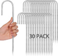 CEWOR 30 Pack 12 Inch Rebar Stakes, J Hook Galvanized Ground Stakes Heavy Duty Chain Link Fence Stakes Metal Ground Anchors for Tent Camping, Trampoline, Outdoor Garden Decorations