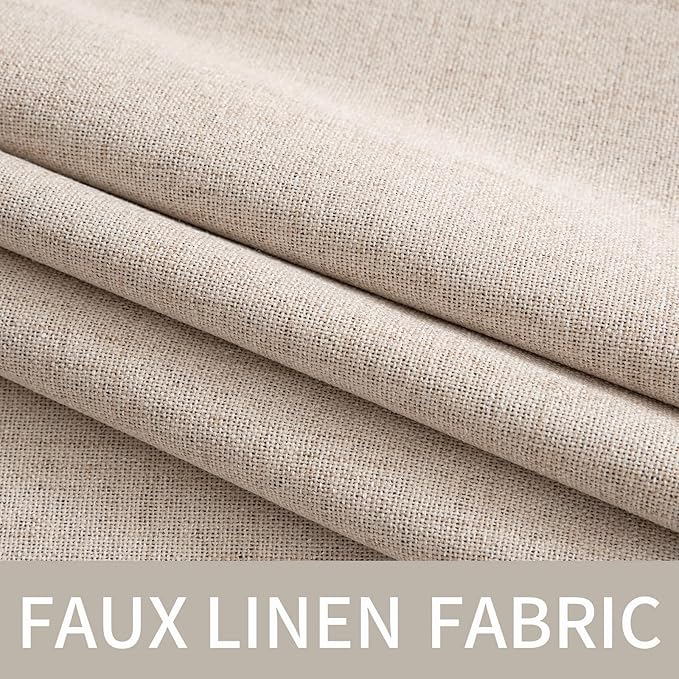MIULEE Linen Textured Curtains for Bedroom Solid 100% Blackout Thermal Insulated Natural Beige Grommet Room Darkening Curtains & Drapes Luxury Decor for Living Room Nursery 52 x 54 Inch (2 Panels)