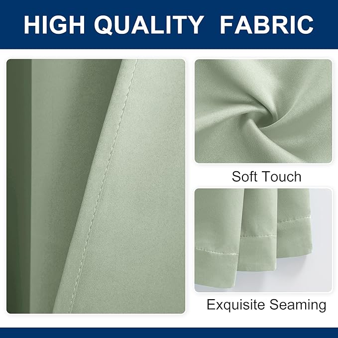 Hiasan Privacy Room Divider Patio Sliding Door Curtain Extra Wide Blackout Thermal Insulated Curtains with Back Tab & Rod Pocket for Bedroom Partition Living Room (120 x 96 Inches, Bean Green)