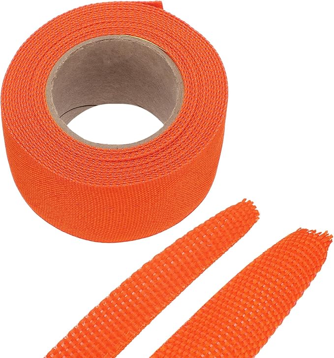 MECCANIXITY Braided Cable Sleeves Heat Shrinkable Fabric Sleeving, 1 3/8" 16ft Orange 2:1 Ratio Heat Shrinkable Cord Protector for Harness Cable, Network Cable Protection, Cable Management