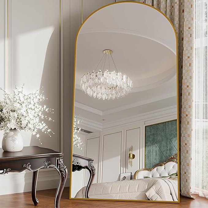 81"x41"Floor Mirror Full Length,Arched Full Length Mirror with Stand,Full Body Mirror,Hanging or Large Leaning for Bedroom Living Room Gold