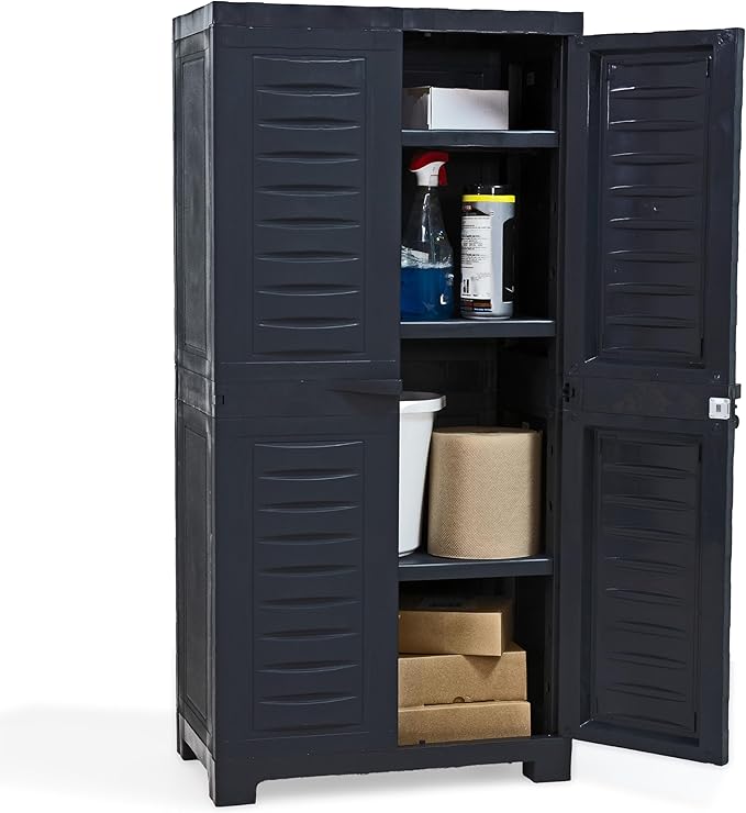 Sunnydaze Storage Cabinet - Plastic Storage Cabinet - 48.75" H - Garage, Office, Home, Laundry Room