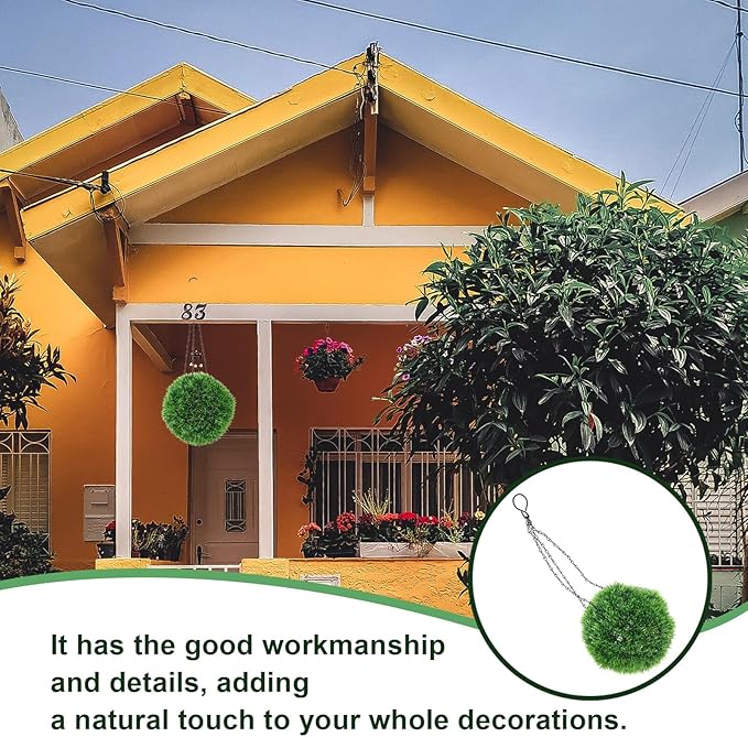 Lurrose Artificial Plant Topiary Ball Hanging Decor Lifelike Fake Greenery Sphere for Outdoor Garden Patio Indoor Home Wedding and Commercial Ceiling Ornament Faux Plant Ball