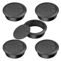 2" Spring Desk Grommet, JTemgle Plastic Cable Hole Cover Computer Table Cord Wire Organizer Caps Desktop Cord Management for Home Office TV Stands Tabletops - Black, 5 Pcs