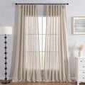 MYSKY HOME Curtains for Living Room Sliding Door, Semi Sheer Curtains 108 Inch Length for Bedroom Boho Linen Look Textured Fabric Soft Touch Light Filtering Pinch Pleated, 40W x 108L, Taupe, 2 Panels