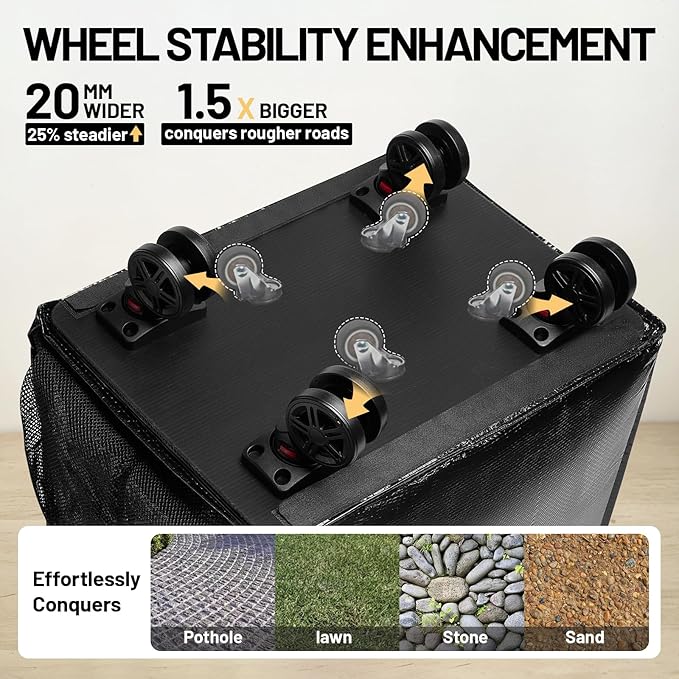 (Large) Fanwoli Reusable Grocery Bag on Wheels with Upgraded Wrinkle-Resistant Fabric | Enhanced Stability Wheels & Extended Handle | Foldable Shopping Trolley for Laundry, Carries Up to 130 L