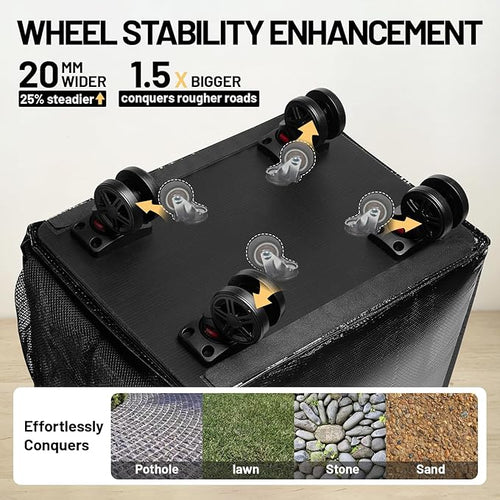 (Large) Fanwoli Reusable Grocery Bag on Wheels with Upgraded Wrinkle-Resistant Fabric | Enhanced Stability Wheels & Extended Handle | Foldable Shopping Trolley for Laundry, Carries Up to 130 L