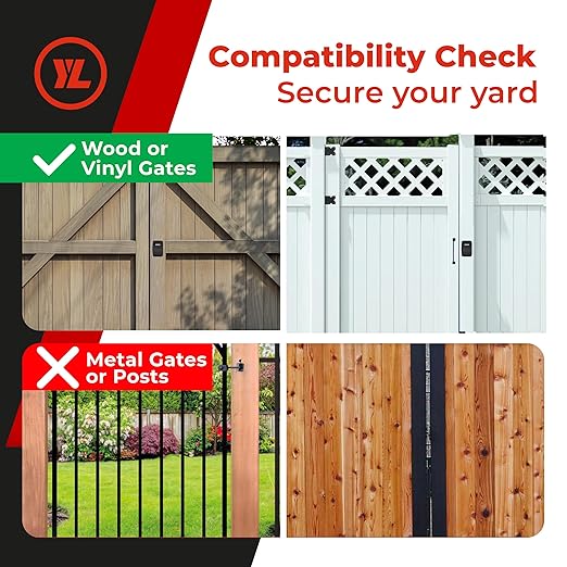 Gate Lock XLB – Secure Keyless Fence Lock and Latch with 2-Way Access – Strong Durable System for Theft Prevention and Home Security, Easy Installation on Wood or Vinyl Gates/Fences