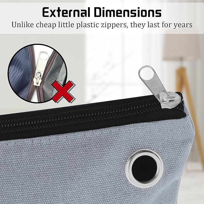 2 Pcs Interoffice Mailer Canvas Transit Sack Zipper Bag 18" x 14" Large Zipper Pouch with Grommet Interoffice Mail Bag (Gray)