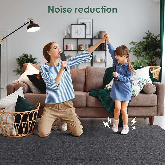 30 Pack Carpet Tile - 12” X 12” Self Adhesive Carpet Floor Tiles Anti-Slip Squares Peel and Stick Floor Tile DIY Installation for Bedroom (Black)