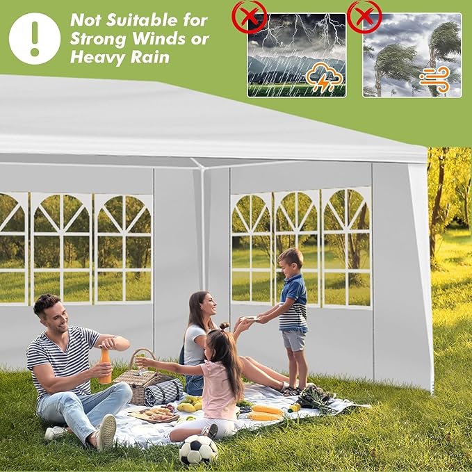 10x20 FT Party Tent, Outdoor Wedding Tents for Parties, Canopy Event Tent with 6 Removable Sidewalls, Waterproof Gazebo Shelter for Birthday Parties, Weddings, BBQs & Events (10X20FT-6Sides White)