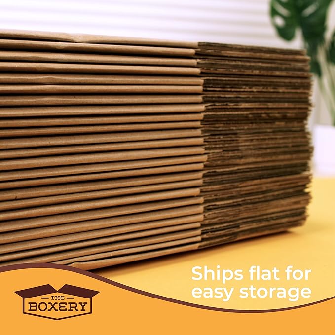 The Boxery 14"x6"x4" Brown/Kraft Corrugated Cardboard Shipping Boxes 25-Pack | Mailing, Packing, Moving & Storage for Business/Home – Durable - Eco-Friendly, Recyclable - Made in the USA