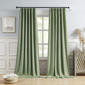 DUALIFE Sage Green Pinch Pleated Blackout Curtains 40 x 108 Inches Long, Back Tab Drapes for Living Room Bedroom Thermal Insulated Full Blackout Draperies with Hooks