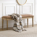 46'' French Country Entryway Bench Wooden Faux Leather Upholstered Seat Dinng Bench with Nailhead Trim for Hallway End of Bed, Brown