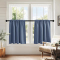 PONY DANCE Blue Haze Short Window Curtains for Kitchen 24 inch Long, 2 Panels Set Half Window Drapes for Bedroom Basement, Blackout Small Curtains for Travel Trailers, Width 29 x Length 24 inches