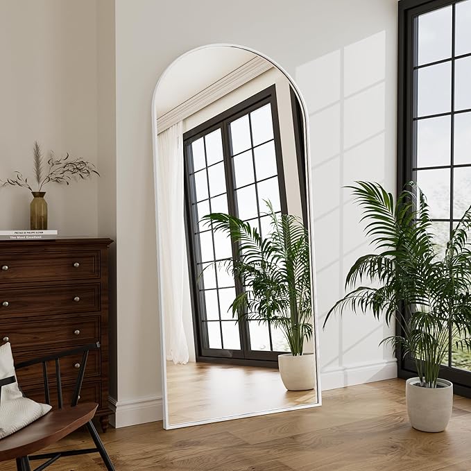 Large 71"x30" Arched Full Length Mirror White Floor &Standing for Bedroom &Living Room & Wall Mounted Mirror Full Body Mirrors Hanging or Leaning.