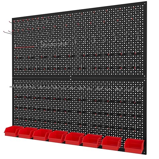 Peg Board kit with Accessories, Heavy Duty Steel Pegboard Kit with 180 PCS Varied Pegboard Accessories, Ideal for Tool Storage and Garage Organization, 16-Inch X 36-Inch, 2 Pack (Red Box)
