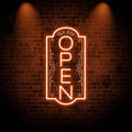 Vertical open sign Vertical Open Led Sign Neon Sign business window light vertical open signs for business (Orange LARGE SIZE 30x16")