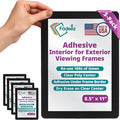 Letter-Size 8.5 x 11 Adhesive Interior for Exterior Viewing Frames - Reusable Sticker Holder Display for Windows & Doors, Paper Holder, Dry Erase, Non Acylic & Non Magnetic - Black, Pack of 5