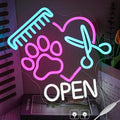 Pet Shop Open Neon Sign Paw Neon Light for Wall Decor, Dimmable Colorful Pet Grooming Salon Open LED Sign for Pet Shop,Pet Hospital,Pet Salon Store
