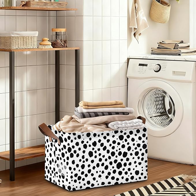 Animal Spots Storage Bins with Handles, Cat Dog Collapsible Storage for Clothes, Gift Basket, Blankets & Closet Organization