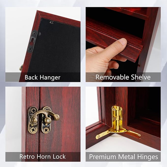 GMFrames 18x24 Wooden Shadow Box Frame with Removable Shelves Deep Display Case for Military Medals Keepsakes Cherry