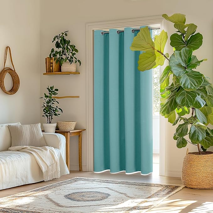ChrisDowa Blackout Curtains 95 inches Long for Bedroom - Grommet Thermal Insulated Room Darkening Curtains for Living Room (1 Panel, Aqua, 52 x 95 Inch)