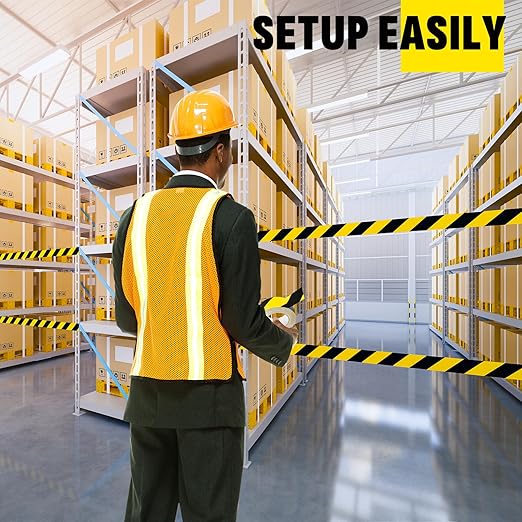 3 Roll Black & Yellow Caution Tape, 2'' x 600 FT Total Length Safety Tape, Black & Yellow Floor Marking Tapes, High Adhesive Hazard Tapes for Floors, Walls, Staircase, Pipes, Equipment, Dangerous Area