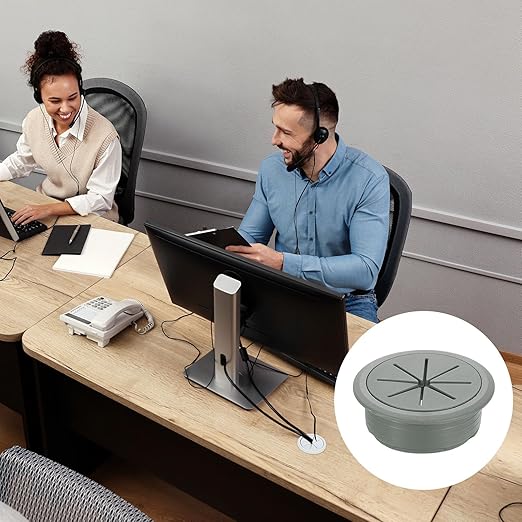uxcell 4 Pcs Desk Grommet, 1.97 inch 50mm Desk Cable Hole Cover Wire Hole Insert for Home Office Table Cabinet Cord Organizer, Drak Gray