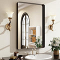 36x24 Inch Black Bathroom Mirror - Modern Black Rectangle Mirror for Wall with Rounded Corners, Bathroom Mirrors for Vanity, Aluminum Alloy Framed Mirror Hangs Horizontally or Vertically