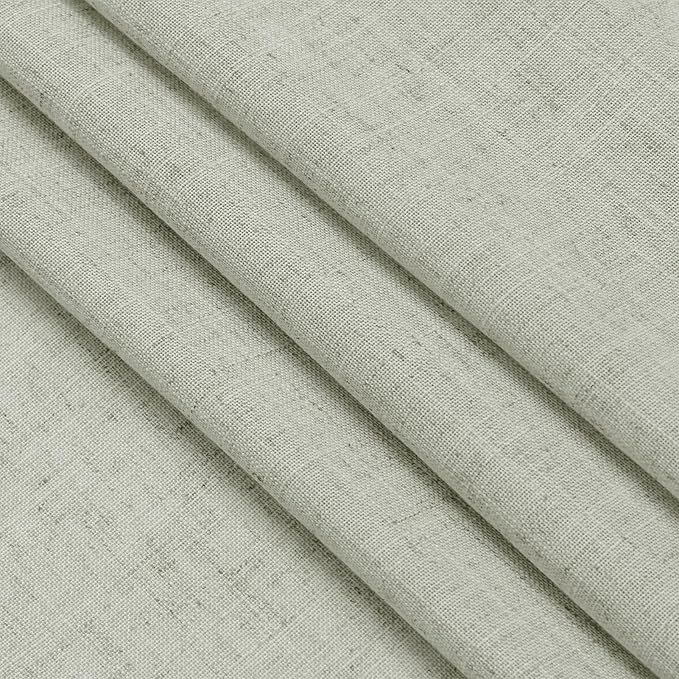 Nanspring Sage Green Linen Blend Light Filtering Curtains 86 Inches Long 2 Panel Set Pocket Back Tab Light Green Privacy Semi Sheer Decorative Decor Curtain Drapes for Bedroom Living Room 52x86