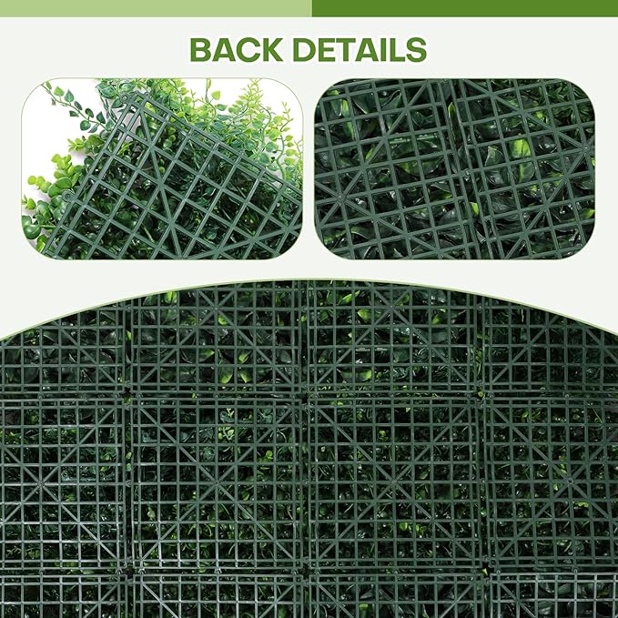 Artifical Grass Wall Backdrop 80PCS 10"x10 Boxwood Panels Grass Boxwood Hedge Wall Greenery UV Protected 55 Sqft Artificial Grass Wall Decor for Party Wedding Backyard Indoor Outdoor（5PACK 40"x40"）