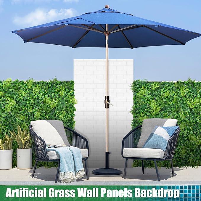 Artificial Plant Wall Panels, 20"x20" 16PCS Faux Grass Backdrop with UV Resistant Fern Leaves, Green Wall Decor for Outdoor Indoor Patio Garden Backyard