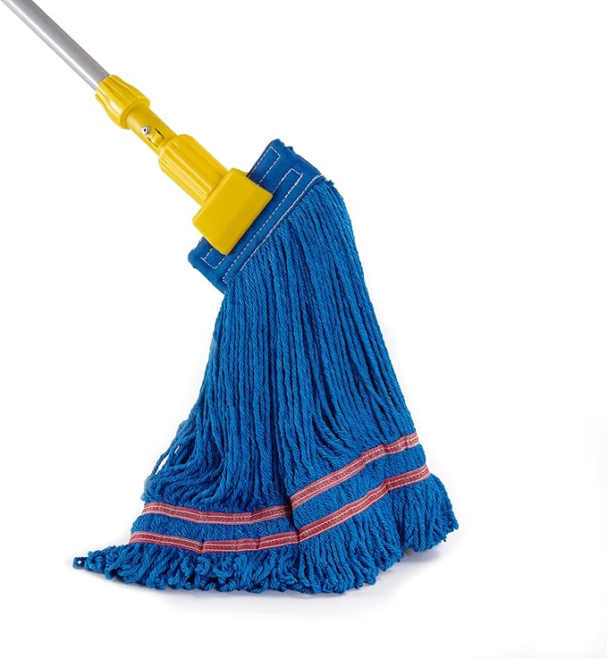 Matthew Cleaning Microfiber String Mop Heavy Duty Commercial Wet Mop Head Replacement,Excellent Absorbency,Premium Launderability,Reusable for Home,Commercial and Industrial Use(Blue,6Pack)