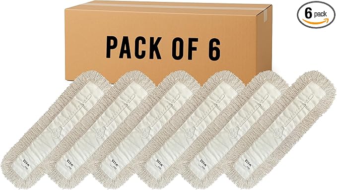 Heavy-Duty Industrial Closed-Loop Dust Mops - 6 Pack (White) - 36 Inch