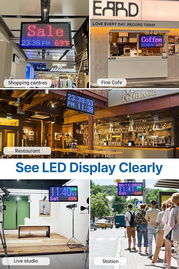 20”x11” Smart LED Open/Closed Sign Outdoor Waterproof, RGB Color Changing Backlight with Remote Control, Digital Alarm Clock, Calendar & Temperature Display - Use Retail Stores, Shops