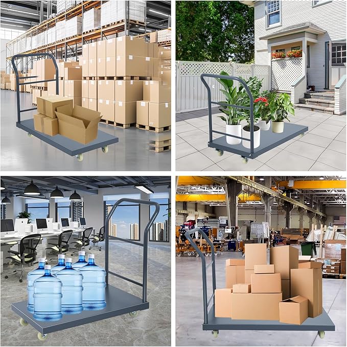 Platform Truck Industrial Flatbed Cart with Wheels, 36"x24" Moving Cart 2000lb Capacity Hand Tuck for Garages, Warehouse