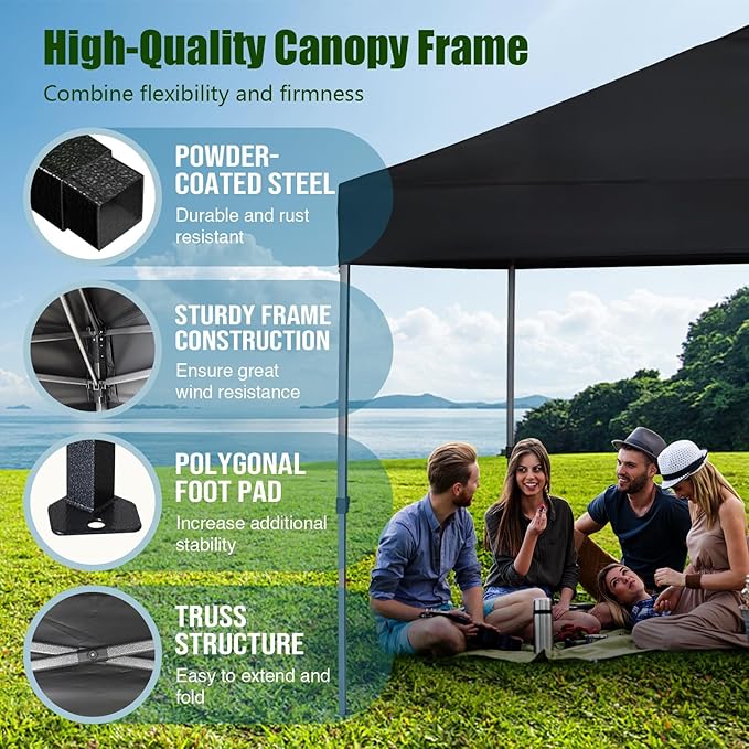Eurmax USA NOMATTER ONE-Person Open&Close 10x10ft Pop Up Canopy Tent，Portable Shelter Canopy for Outdoor Events，Instant Canopies, Temporary Sunshade,Bonus 4 Sand Bags(White)