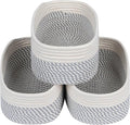 CubesLand Small Baskets, Storage Baskets for Organizing Shelves, Rectangular Woven Storage Basket Natural Cotton Rope Bins Closet Baby Nursery Empty Gifts Basket Off White/Mixed Gray