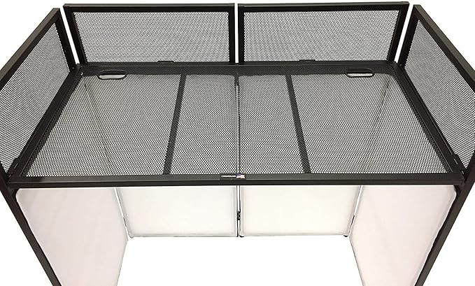 DJ Event Facade White/Black Scrim Metal Frame Booth + 20" x 40" Flat Table Top Includes Both White and Black Panels + Carrying Cases!