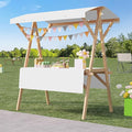 Outdoor Vendor Cart, Portable Cart with Canopy, Movable Stall Display Stand, Foldable Vending Stand Kiosk Display Trolley with Canopy, for Market, Street Food, Events(White 2,150cm/59in)