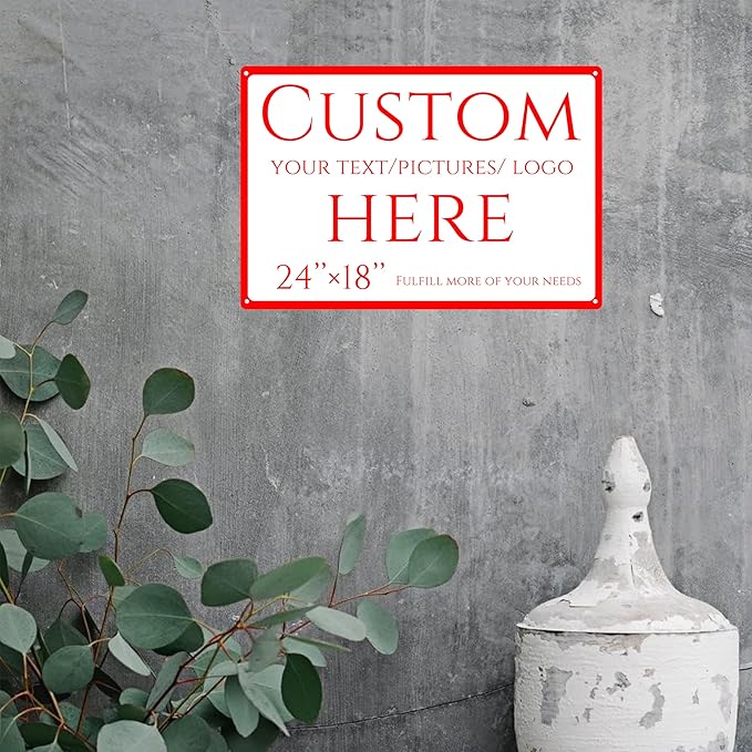 Custom Sign, personalized metal sign，Aluminum Weatherproof Metal Sign Multiple Sizes, Reflective double-sided,Customize for Business, Workplace, office, Home, Delivery Signs(24 * 18 Inch)