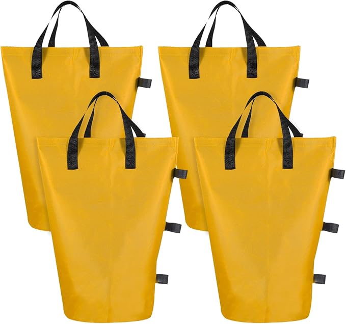 PATIKIL Canopy Weight Sand Bags, 4 Pack 112 Lbs Total Extra Large Weights Bags Waterproof Tent Leg Weights Sandbags for Outdoor Canopy Tent Sun Shelter Patio Ladder Yellow (18x9")