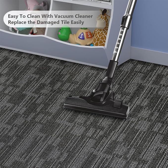 Carpet Tiles 24"x 24" Squares Carpet Reusable,18 Tiles, Non Slip Easy DIY Installation Seamless Floor Tiles Rug for Bedroom Living Room Office etc