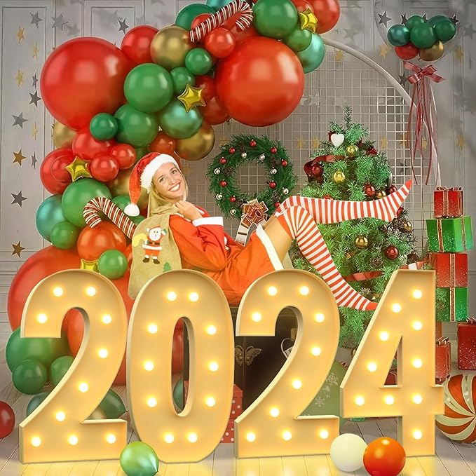 4FT Light Up Numbers, Large Marquee Numbers 0 for 10th 30th Birthday Decorations for Boy Girl, Giant Light Up Numbers for Party Anniversary, Marquee Letters Pre-Cut Mosaic Numbers for Balloons