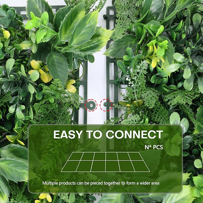 Boshen Artifical Grass Wall Backdrop 12PCS 10"x10" Boxwood Panels Grass Boxwood Hedge Wall Greenery UV Protected Artificial Grass Wall Decor for Party Wedding Backyard Indoor Outdoor
